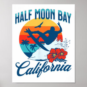 Halbmond Y Kalifornien Strand Surf Sommerferien  Poster
