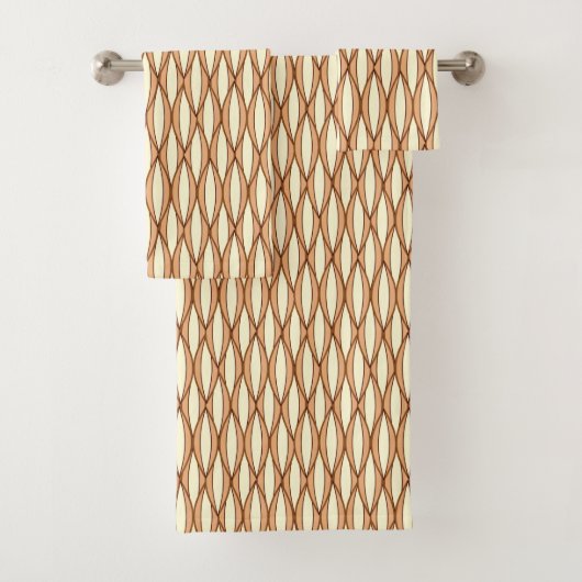 Halbmonddrucke, Camel und hellgelb Badhandtuch Set (Insitu)