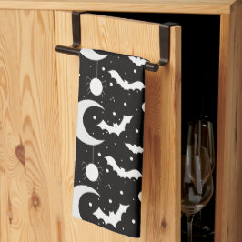 Halbmonde, Spinnen und Fledermäuse, Schwarzes Hall Geschirrtuch