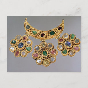 Halbmondförmige Halskette mit Anhängern Postkarte