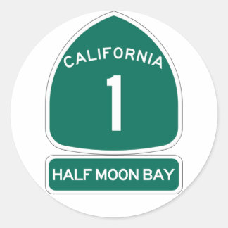 HALBMOON BAY ROUND STICKER CA1 HIGHWAY SIGN