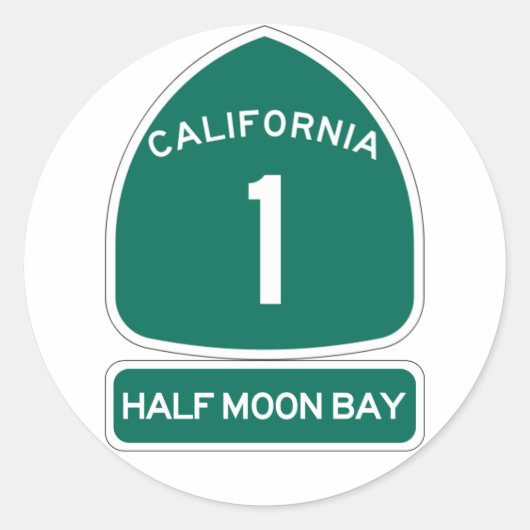 HALBMOON BAY ROUND STICKER CA1 HIGHWAY SIGN (Vorderseite)