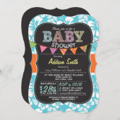 Halbpension aussehen Babydusche; Tropical Blue Einladung (Vorne/Hinten)