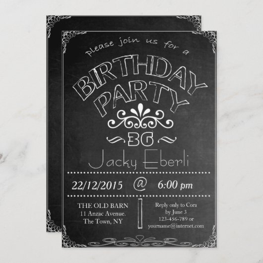 Halbpension Geburtstagsfeier Einladung (Vorne/Hinten)