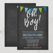 Halbpension Green Blue Bunting Boy Baby Dusche Einladung (Vorne/Hinten)