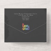 Halbpension Hochzeit Doodle Herzen Mr. und Mr. All In One Einladung (Rückseite)