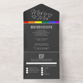 Halbpension Hochzeit doodle Herzen Mrs. und Mrs. All In One Einladung (Innen Boden)