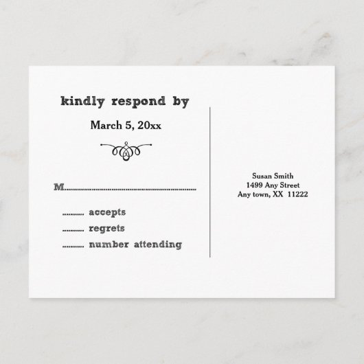 Halbpension Hochzeitskarte / essen Sie verheiratet Einladungspostkarte (Rückseite)