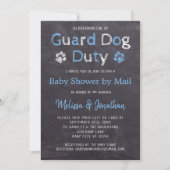 Halbpension Hund Blue Boy Baby Dusche per Mail Einladung (Vorderseite)