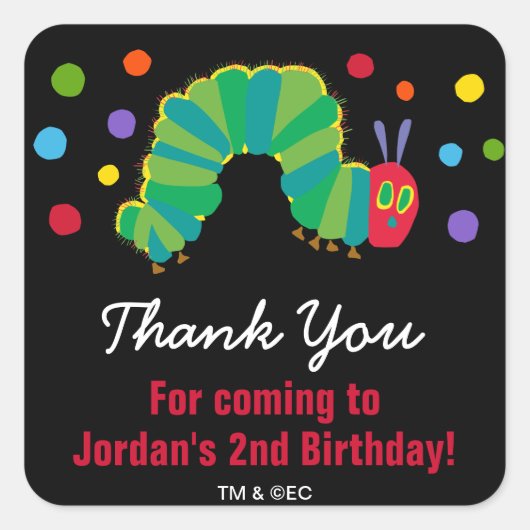 Halbpension Hungerische Raupe | Vielen Dank Quadratischer Aufkleber (Vorderseite)