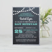 Halbpension Leuchten Aquamarine Silber Border Bat Einladung (Stehend Vorderseite)