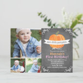 Halbpension Little Pumpkin Geburtstag Einladung (Stehend Vorderseite)