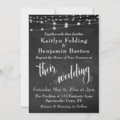 Halbpension mit String Lights, Typografie Wedding Einladung (Vorderseite)