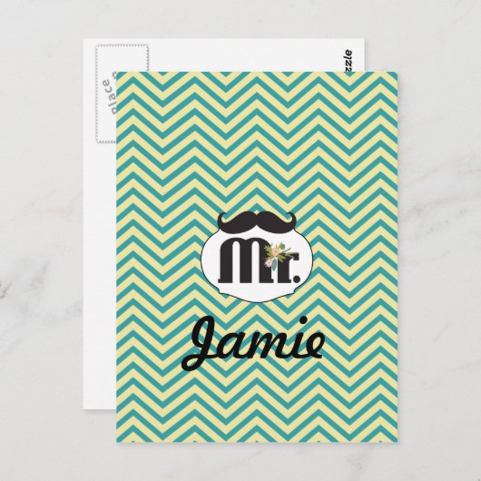 Halbpension Mr. Yellow and green Postkarte (Vorne/Hinten)