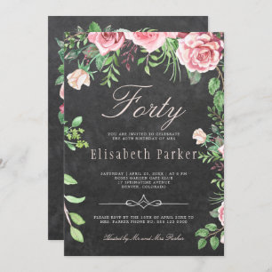 Halbpension Rosa Blumengarten 40. Geburtstag Party Einladung