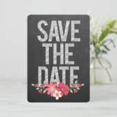 Halbpension Rustikale, florale Save the Date Typog Einladung (Stehend Vorderseite)