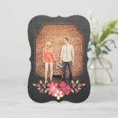 Halbpension Rustikale, florale Save the Date Typog Einladung (Stehend Vorderseite)