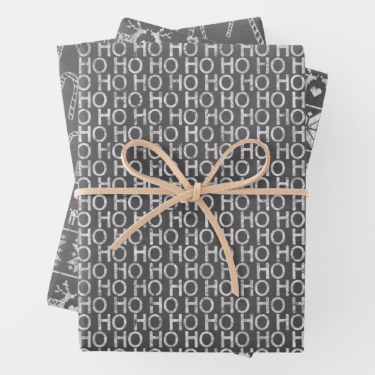 Halbpension Rustikales Schwarz-Weiß Weihnachten Geschenkpapier Set (Beispiel)