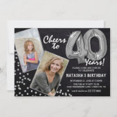 Halbpension Silver Balloons 2 Foto 40. Geburtstag Einladung (Vorderseite)