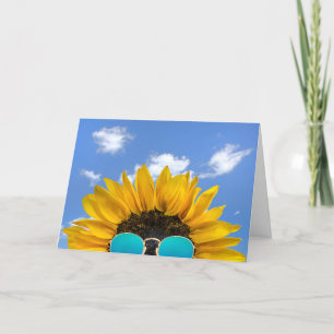 Halbpension Sonnenblume und Sonnenbrille Karte