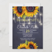 Halbpension Sonnenblumen rustikale Marine Geburtst Einladung (Vorderseite)