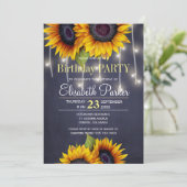 Halbpension Sonnenblumen rustikale Marine Geburtst Einladung (Stehend Vorderseite)