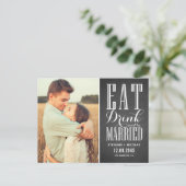 Halbpension trinken und Save the Date Verheiratet Ankündigungspostkarte (Stehend Vorderseite)