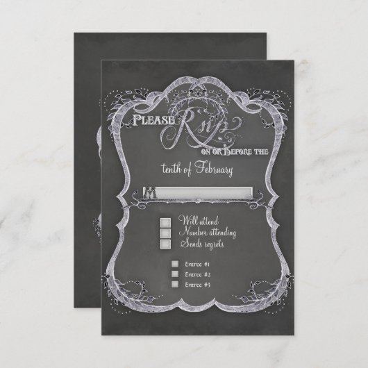 Halbpension Typografisches Leaf Swirl Rustikale Ho RSVP Karte (Vorne/Hinten)