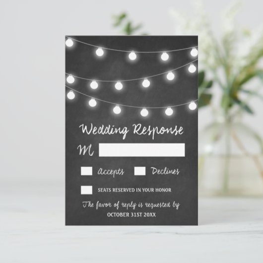 Halbpension und Lights Rustikale Hochzeitskarten RSVP Karte (Stehend Vorderseite)