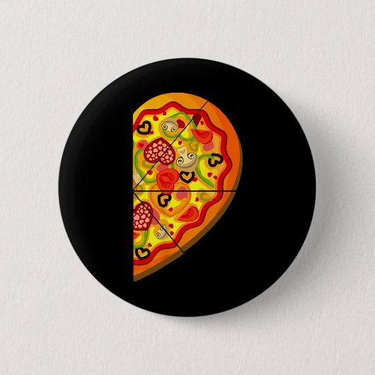 Halbpizza Niedlich Hearts Form Matching Couple Val Button (Vorderseite)
