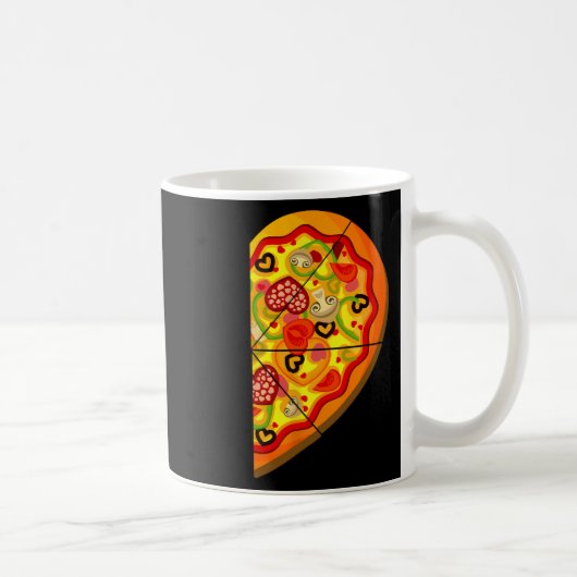 Halbpizza Niedlich Hearts Form Matching Couple Val Kaffeetasse (Rechts)