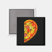 Halbpizza Niedlich Hearts Form Matching Couple Val Magnet (Vorderseite/Rückseite)