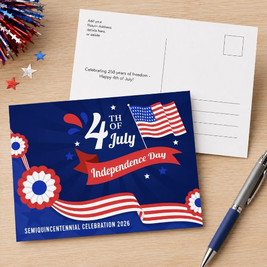 Halbquincentennial-Feier zum 4. Juli 2026 Postkarte