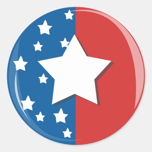 Halbrot Halbblau mit weißen Sternen Runder Aufkleber (Vorderseite)