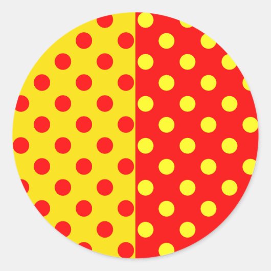 Halbrotes Polka-Dots-Design Runder Aufkleber (Vorderseite)