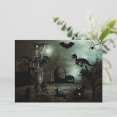 halbrunder Hintergrund mit Spuk Haus, Gräber Einladung (Stehend Vorderseite)