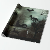 halbrunder Hintergrund mit Spuk Haus, Gräber Geschenkpapier (Ungerollt)