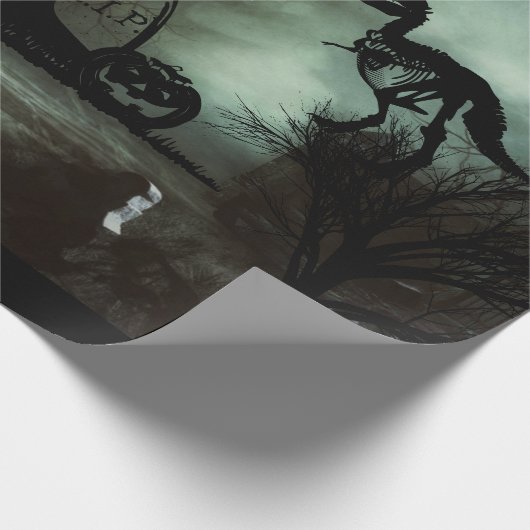 halbrunder Hintergrund mit Spuk Haus, Gräber Geschenkpapier (Ecke)