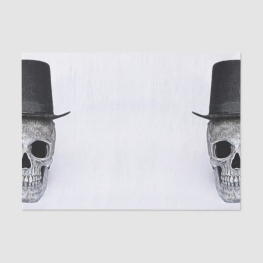 Halbschädel mit Top Hut schwarz und weiß gotisch Seidenpapier (Vorderseite)