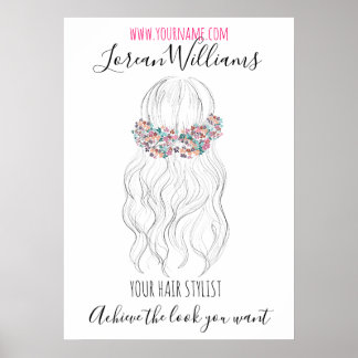 Halbschwanzhaar mit Blumenhaar Poster
