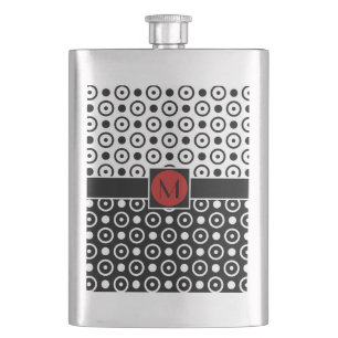 Halbschwarz Halbweiße Polka-Punkte mit Monogramm Flachmann