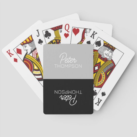 Halbschwarze Halbgraue Spielkarten mit Namen (Rückseite)
