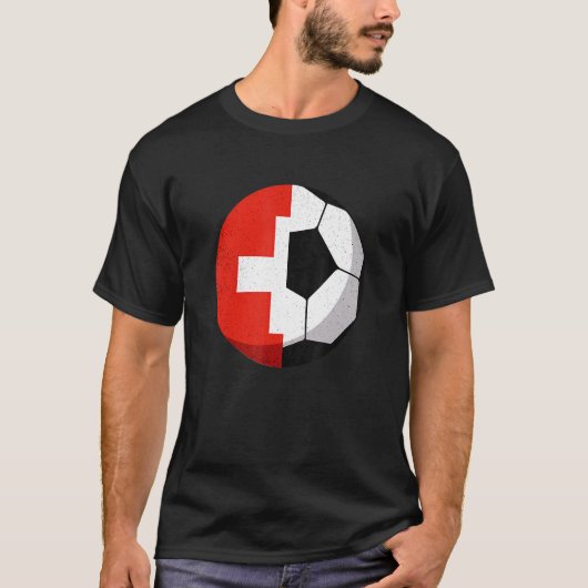 Halbschweizer Flagge Halbfußball-Fußball T-Shirt (Vorderseite)