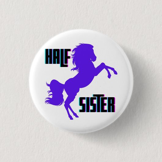 Halbschwester Lila Pony Geschwister Button (Vorderseite)