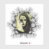 Halbskull Girl Face Day of the Dead Goth Art Aufkleber (Blatt)