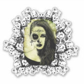 Halbskull Girl Face Day of the Dead Goth Art Aufkleber (Vorderseite)
