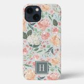 Halbsommer-Blumenmuster Monogramm iPhone Hülle (Rückseite)