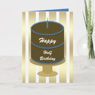 Halbtagskarte — Blue Birthday Cake Karte
