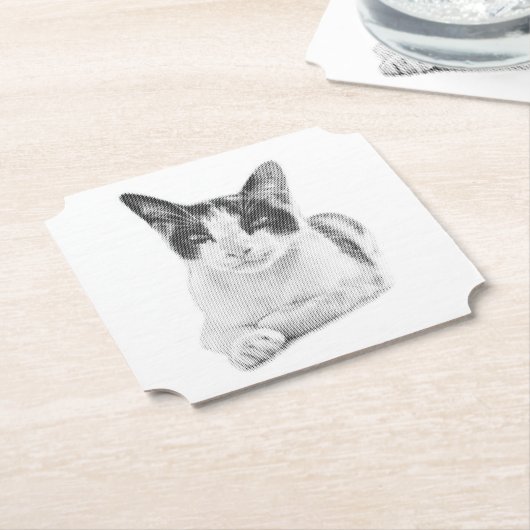 Halbton-Katze Untersetzer (angewinkelt)