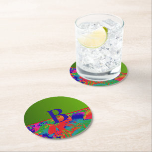 Halbton Punk Rock Monogramm Runder Pappuntersetzer